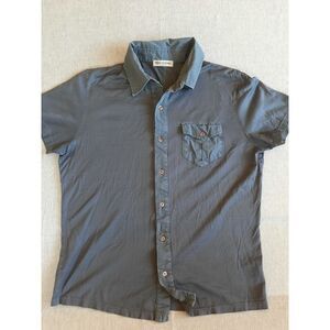 Primo Emporio Men Large Casual Purple Button Pocket Shirt Short Sleeve Cotton